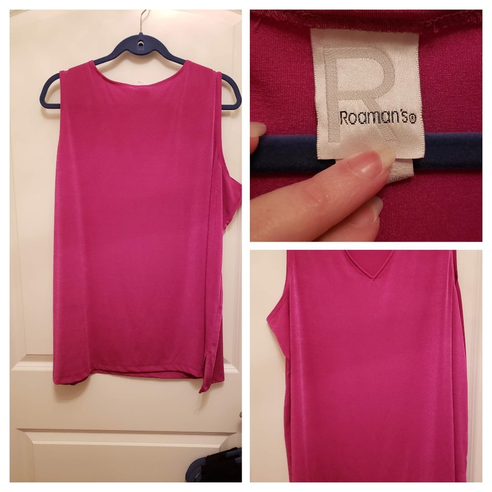 Pink vee neck slinky style tank top.
